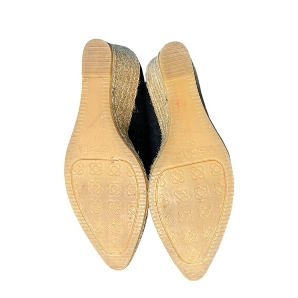 Viscata Barcelona Womens Black V cut Canvas Wedge Espadrilles Euro Size 36 Us 6 - Picture 9 of 11